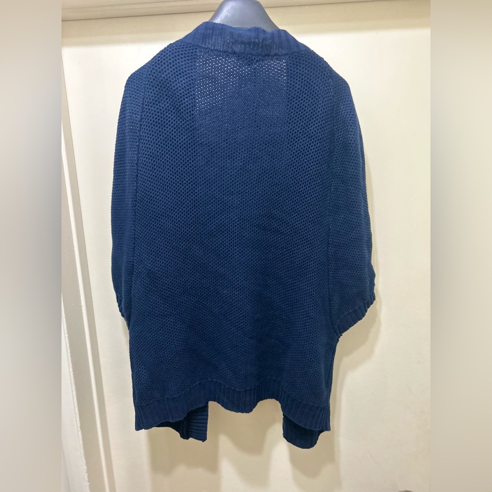 Sandro Paris Open Cardigan Womens Size 1 Blue Linen Blend Small Boho Knit Chic - Picture 2 of 10